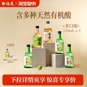 原味梅见 +4 瓶时光梅，梅见 5 种青梅酒 330mL×5 瓶 33 元破冰新低（京东自营 95 元）