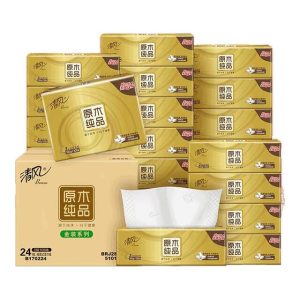 京东 36.9 元：清风 3 层 * 100 抽金装抽纸 22 元 24 包刚需闭眼囤